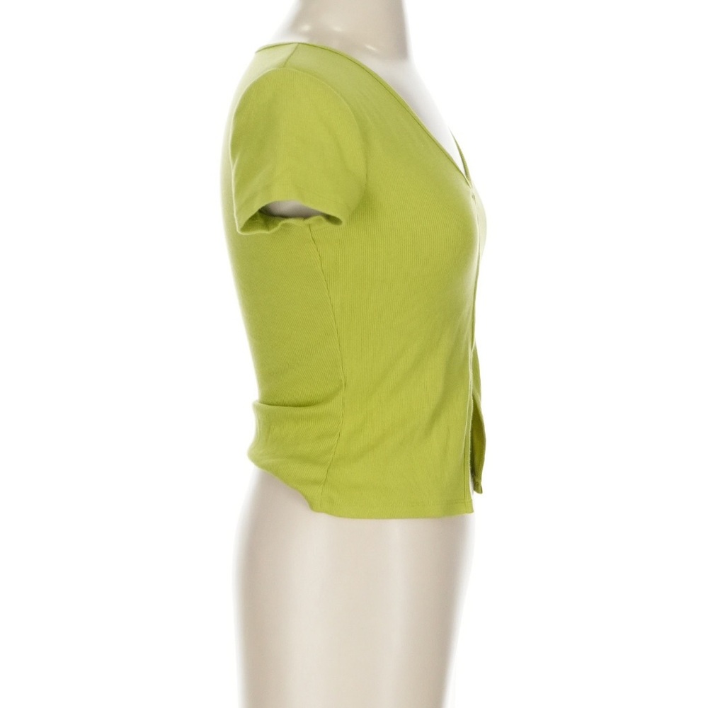 Abercrombie & Fitch Lime Green Ribbed V‑Neck Crop Top - Picture 3 of 5